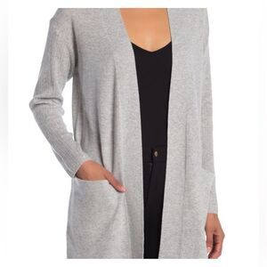Theory Cashmere grey Rib Knit Sleeve Cardigan size XS TP